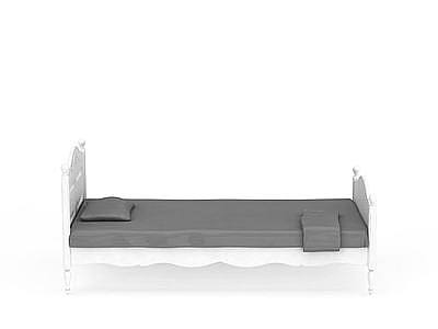 白色木质床模型3d模型