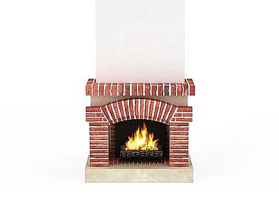 3d红砖壁炉免费模型
