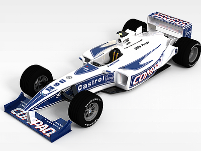白色F1赛车模型3d模型
