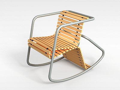 3d木制摇椅模型
