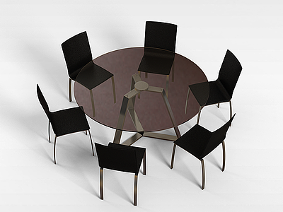 3d简约玻璃桌椅模型