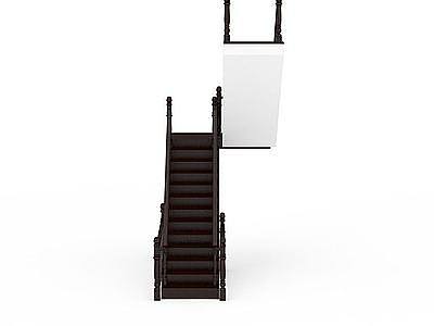 3d木制别墅楼梯免费模型