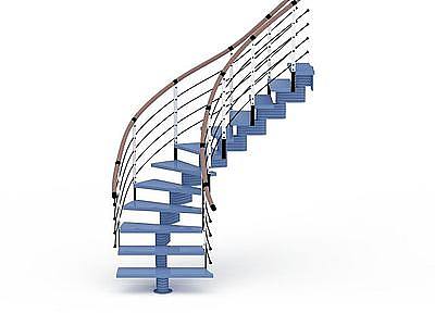 3d蓝色旋转楼梯免费模型