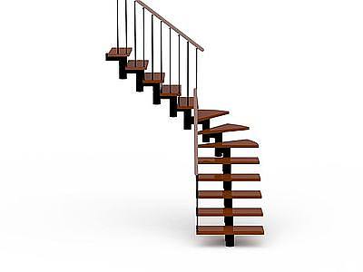 3d木制复式楼梯免费模型