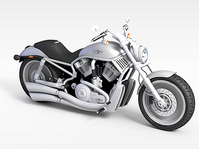 白色摩托车模型3d模型