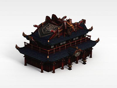 中式复古建筑模型