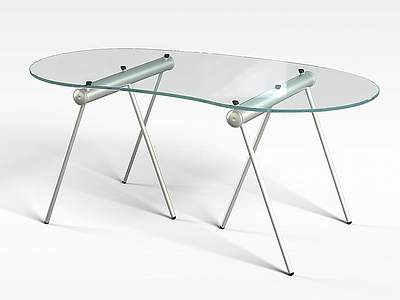 3d圆形钢化玻璃桌模型