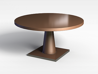 3d褐色木质圆桌模型