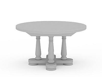 复古木质圆桌模型3d模型