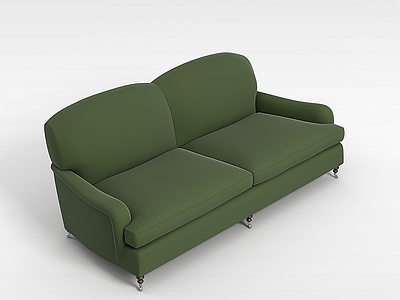 3d布艺绿色沙发模型
