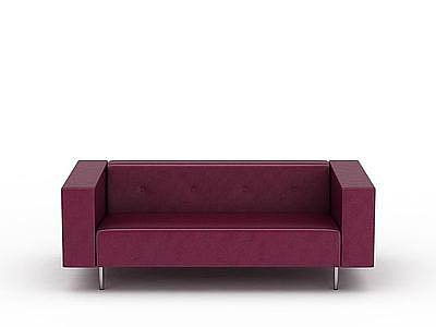 紫色皮质沙发模型3d模型