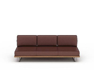 3d褐色多人沙发免费模型
