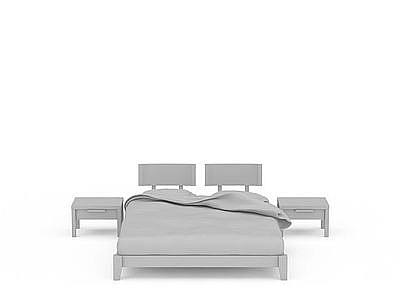 灰色现代床模型
