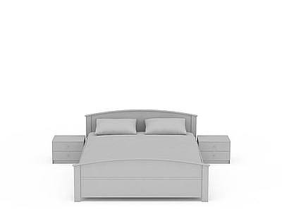 灰色现代双人床模型3d模型