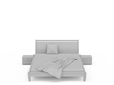 3d灰色现代床免费模型