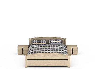 3d中式木制双人床免费模型