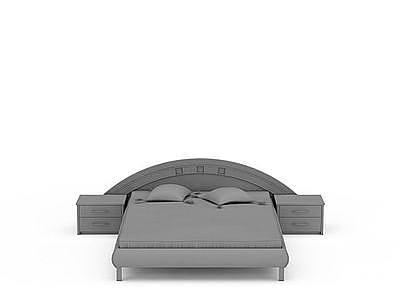 3d灰色双人床免费模型