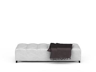 3d白色长方形沙发凳免费模型