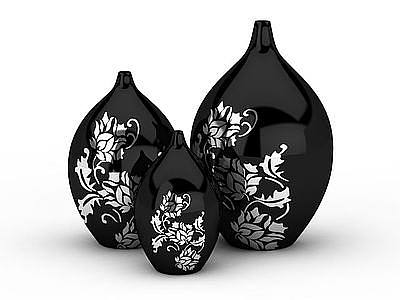 3d黑色陶瓷梅瓶免费模型