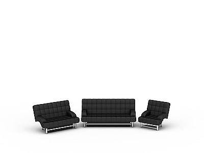 黑色多人沙发模型3d模型