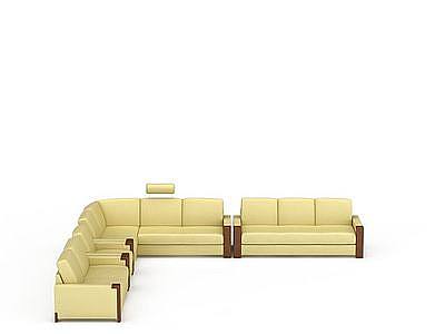 3dL型黄色沙发免费模型