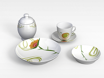 白陶瓷茶杯模型