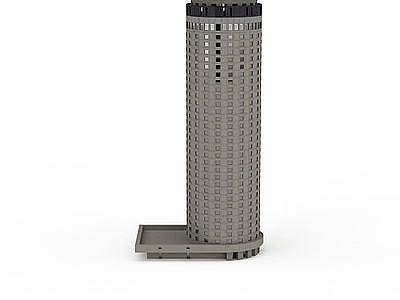 3d圆形灰色大楼免费模型