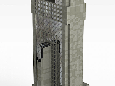 3d现代浅色高楼模型