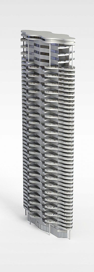 3d现代灰色大厦模型
