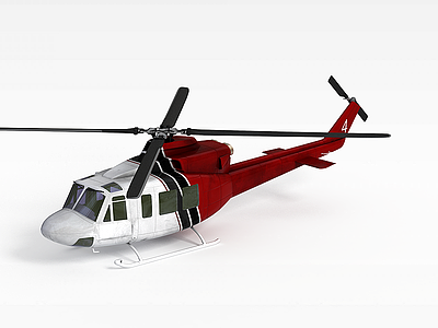 红色直升飞机模型3d模型