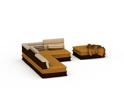 黄色布艺沙发模型3d模型