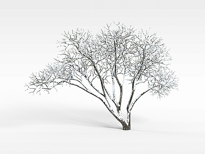 3d冬天多树干树木模型