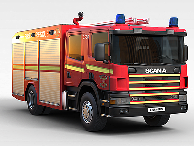 红色消防车模型3d模型