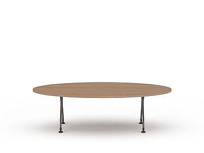 3d椭圆实木桌子免费模型