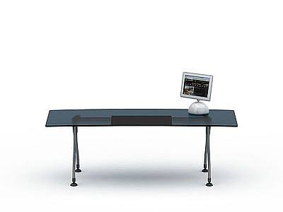 长形玻璃办公桌模型3d模型