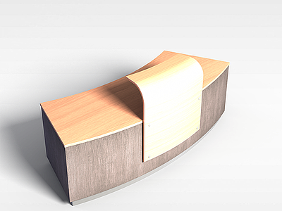3d木质前台接待桌模型