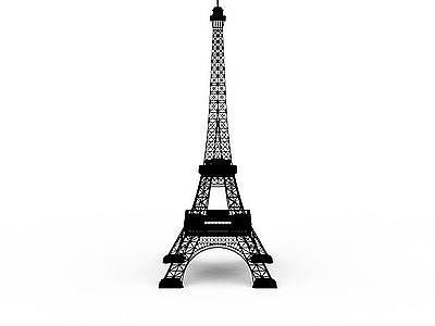 3d黑色埃菲尔铁塔模型