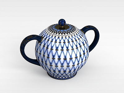 双耳陶瓷茶壶模型3d模型