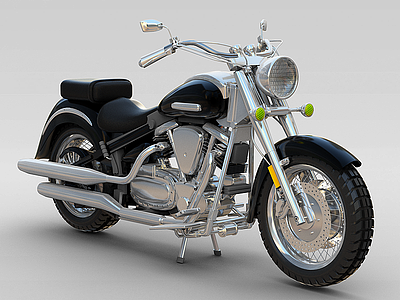 黑色摩托车模型3d模型