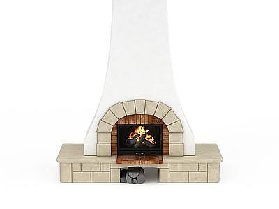3d燃木真火壁炉免费模型