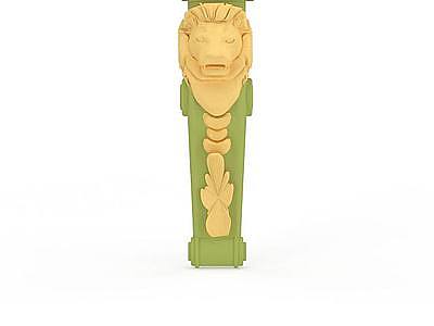 狮子雕刻装饰柱子模型