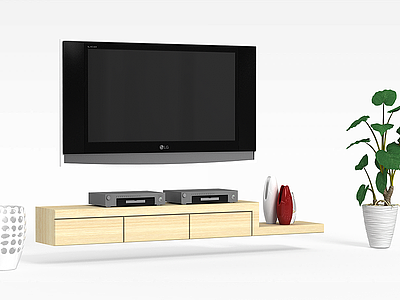 3d木质简约电视柜模型