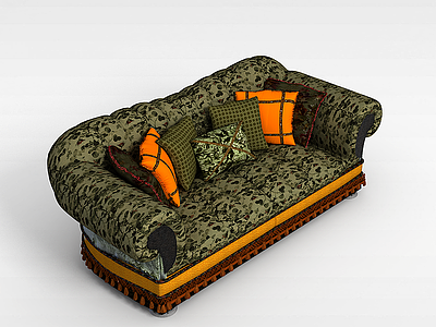 3d欧式软沙发模型