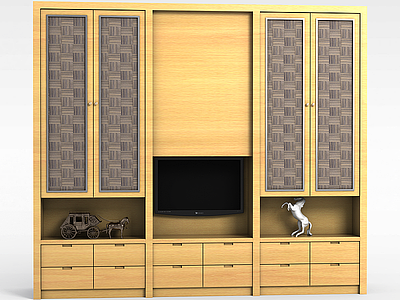 卧室电视柜背景墙模型3d模型