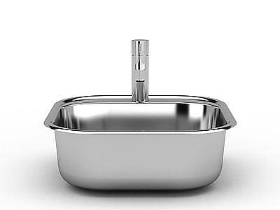3d厨房不锈钢洗手池免费模型