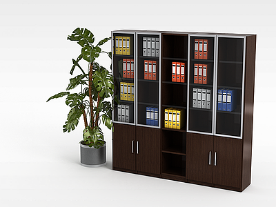 3d黑色实木书柜模型