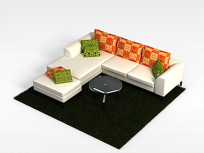 3d米色组合沙发模型
