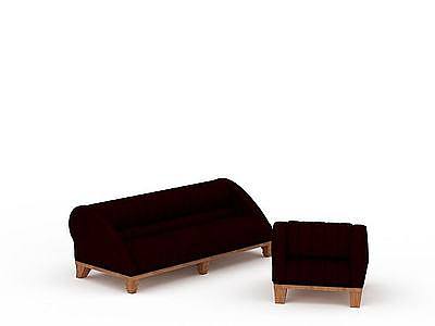 3d红色实木沙发免费模型