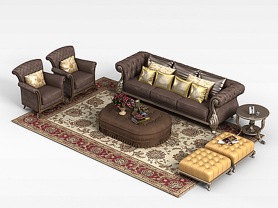 3d欧式沙发组合模型