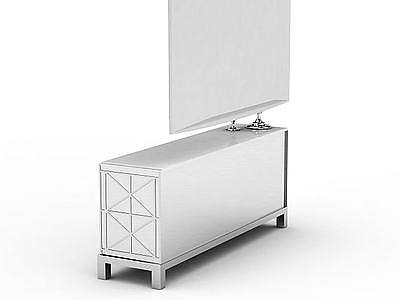 白色实木电视柜模型3d模型